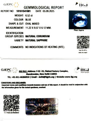 6.52/CT Natural Blue Sapphire with Govt Lab Certificate (110000)